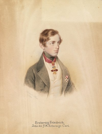 Porträt des Erzherzogs Friedrich Ferdinand Leopold von Österreich (1821-1847) mit dem Orden vom Goldenen Vlies und dem Ritterkreuz des Militär-Maria Theresien-Ordens von Robert Theer